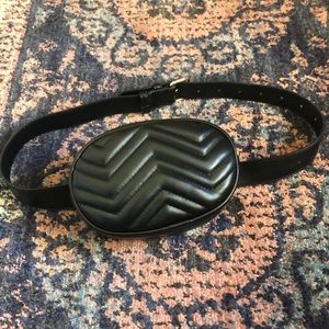 Faux Leather Black Belt Bag